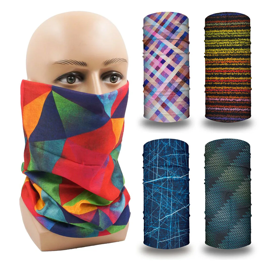 Colorful Geometry Face Bandana Hiking Shields Sport Headwear Women Neck Gaiter Magic Scarves Outdoor Cycling Balaclava Headband