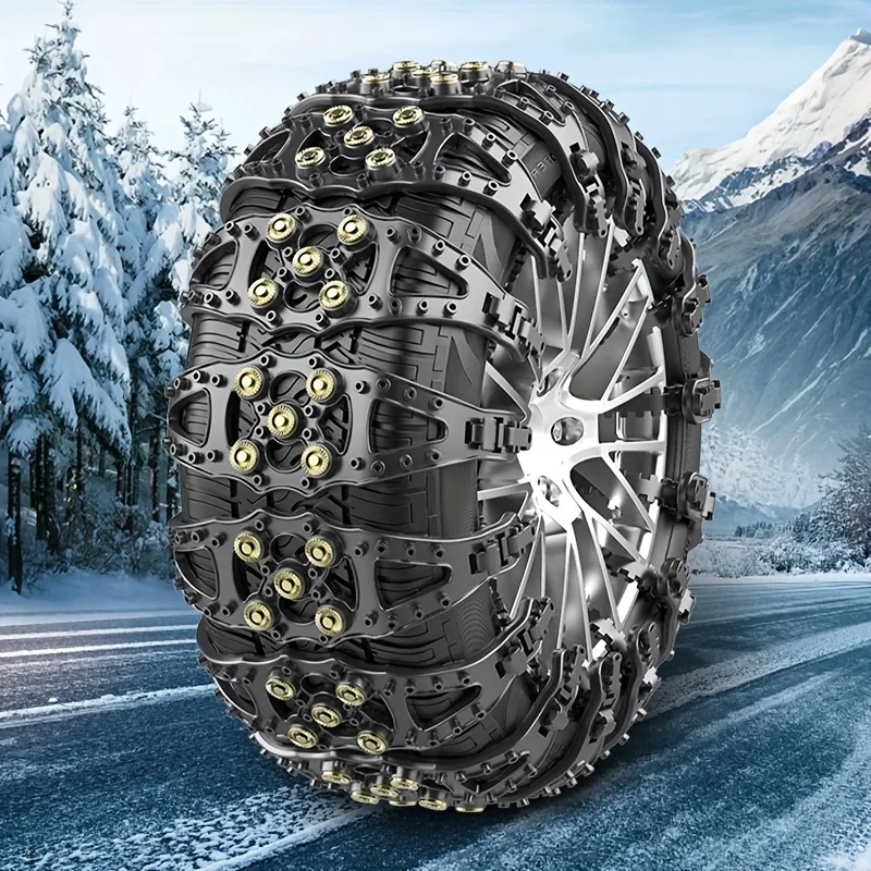 2PCS Universal Snow Cattle Emergency Tire Chains Snow Chain Car Snow Chain Car Anti-Skid Chains Off-Road Car Suv Bread Minivan