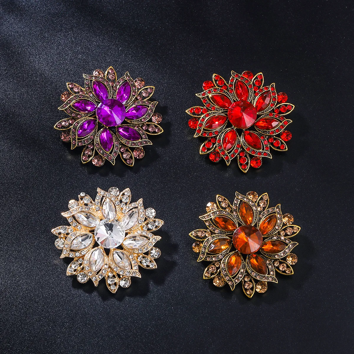 Anmutige Luxus-Kristall-Broschen mit runden Blüten für Damen, trendige Zirkon-Anstecknadeln, Schmuck für Party, Büro, Anzug, Dekoration, Festivalgeschenk – Detail 20