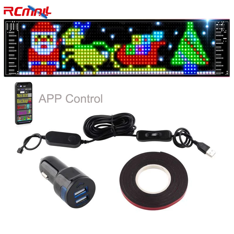 

12x68cm 5V Advertising LED Matrix Panel LED Car Sign APP Control Flexible Scrolling Addressable Screen for Christmas Decoration