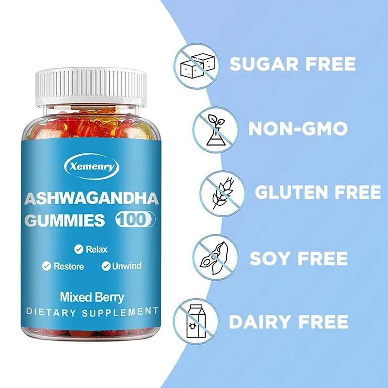 Ashwagandha Gummies - Relieve Stress, Focus, Boost Brain, Replenish Energy, Improve Sleep Health