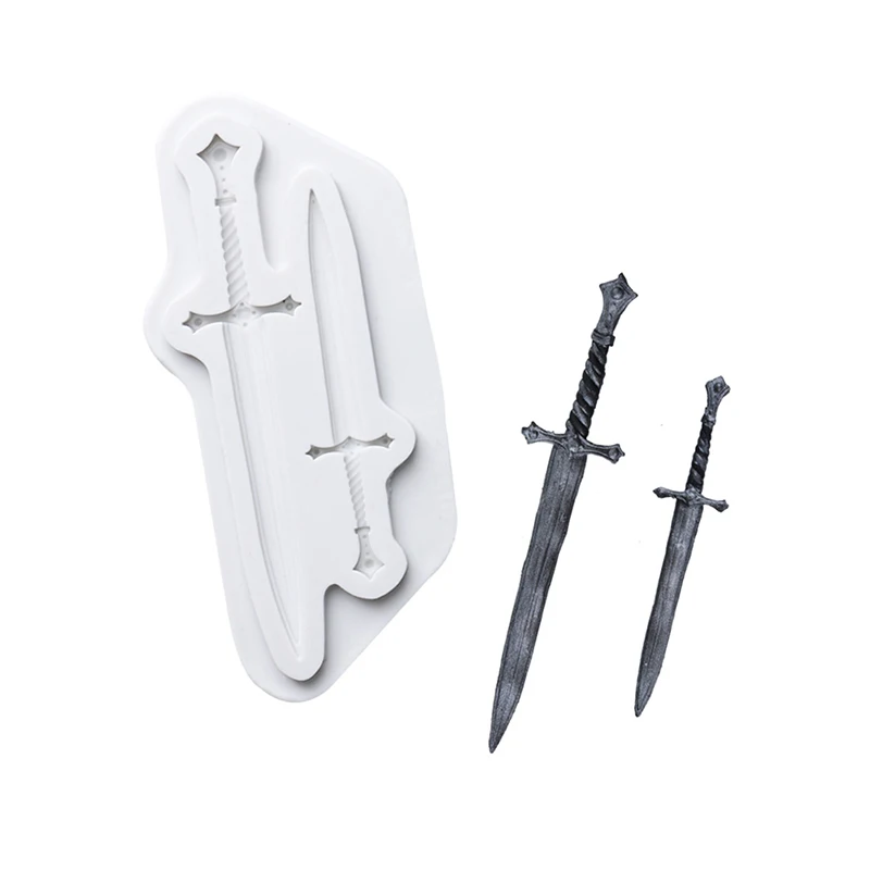 1pc Swords or Shield Shape Fondant Silicone Mold Baby Birthday Cake Decorating Tools Cupcake Cookie Baking Chocolate Moulds