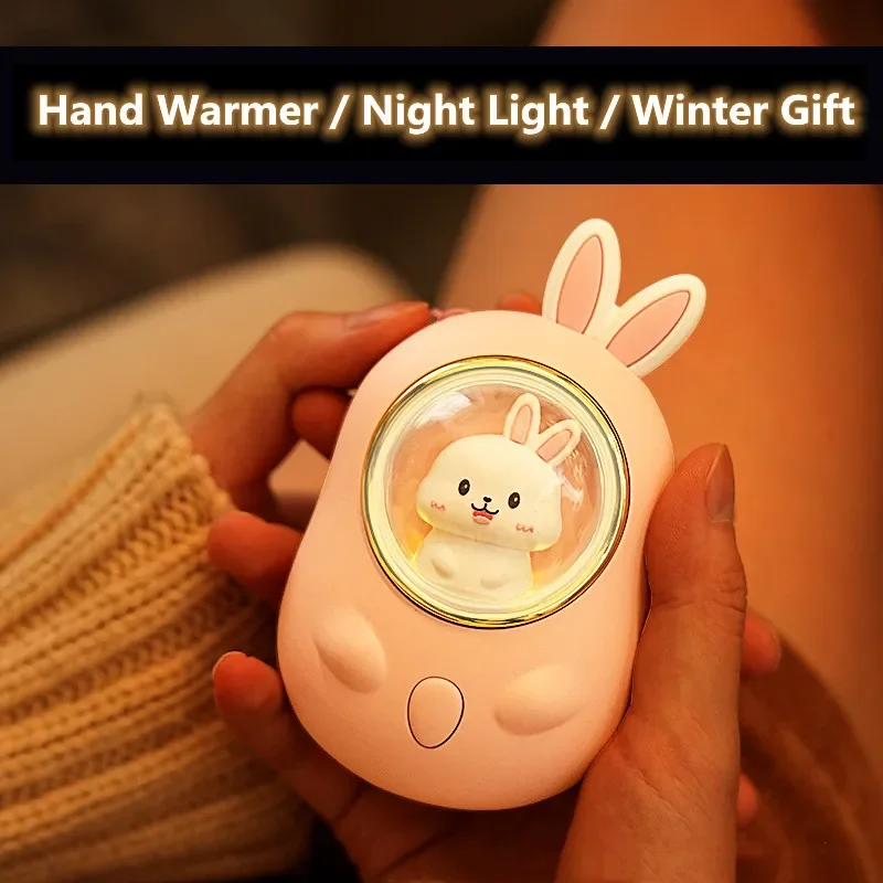 Cute Cartoon Hand Warmer Rechargeable Usb Quick Heating  Hands Heater Winter Outdoor Traveling Kid Gift Night Light