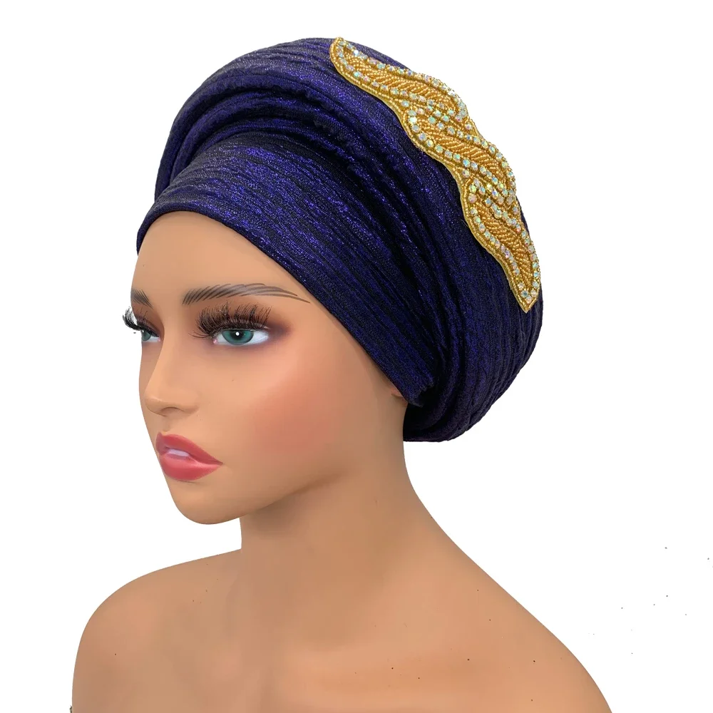 Nigeria Wedding Headgear  Turbante Mujer Fashion African Turban Cap Women\'s Autogele headtie Lady Head Wraps