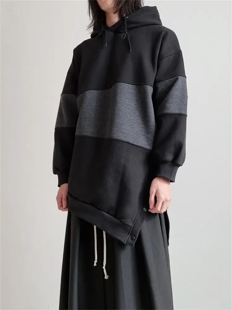 Men Spring And Autumn New Individual Irregular Patchwork Hat Design Fashion Youth Day Casual Large Size Hoodie