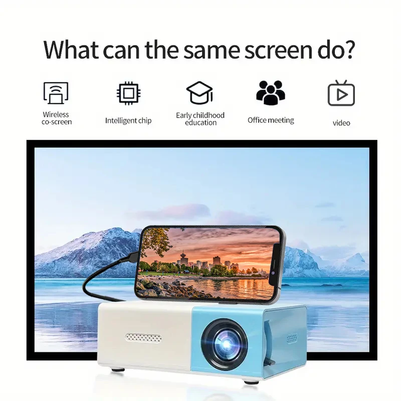 YG300 high-definition portable outdoor projector for large screen viewing, suitable for home, outdoor, dining, camping, and use