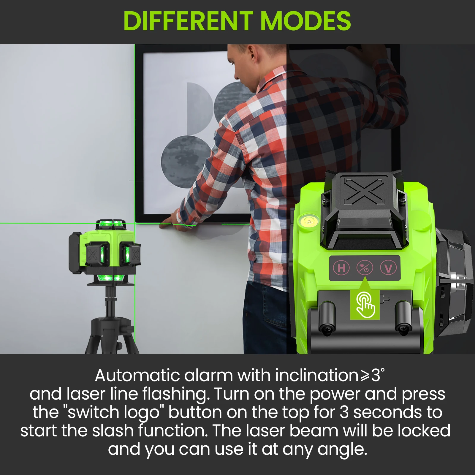 16 Linien 4D Laser-Nivelliergerät 360 ° Selbstnivellierender Horizontaler und Vertikaler Kreuz-Super-Power-Grüner Laserstrahl mit Stativ – Detail 4