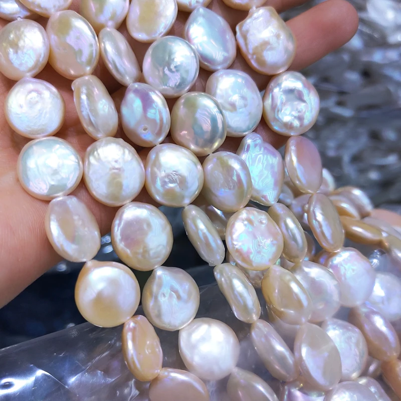 

Natural Lustrous Freshwater Pearl Wholesale 11-12mm Loose Coin Pearl Strand for Jewelry Earring Ring Making