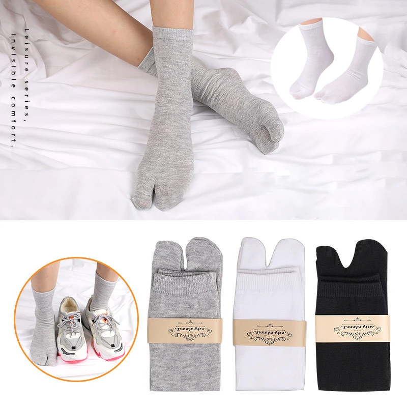 2pieces=1pair Two-Toe Full Socks Foot Care Sweat-Absorbent Breathable Comfortable Valgus Corrector Orthopedic Shoes Separator