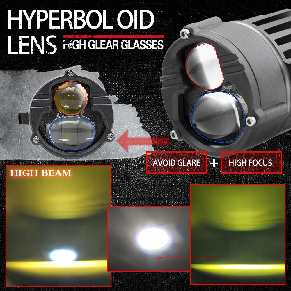 2.5 Inch Hyperboloid Fog Lights Bi LED Fog Lenses PTF Matrix Projector Lens LED Lights For Car 6000K/3000K Car Products Retrofit