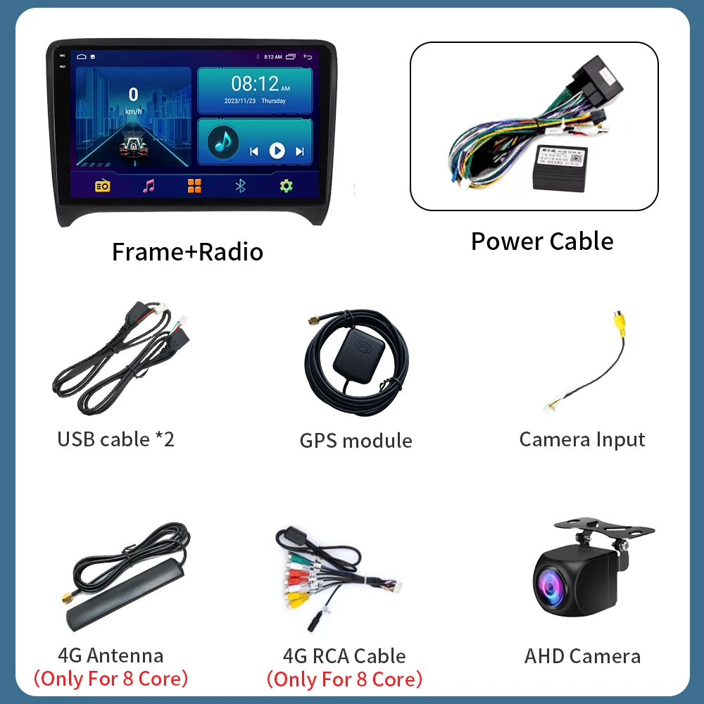 8G 128G Android 15搭載 アウディTT MK2 8J 2006-2014対応 カーラジオ マルチメディア ビデオプレーヤー GPS DSP WIFI オートラジオ 4G 2DIN ステレオ カープレイ