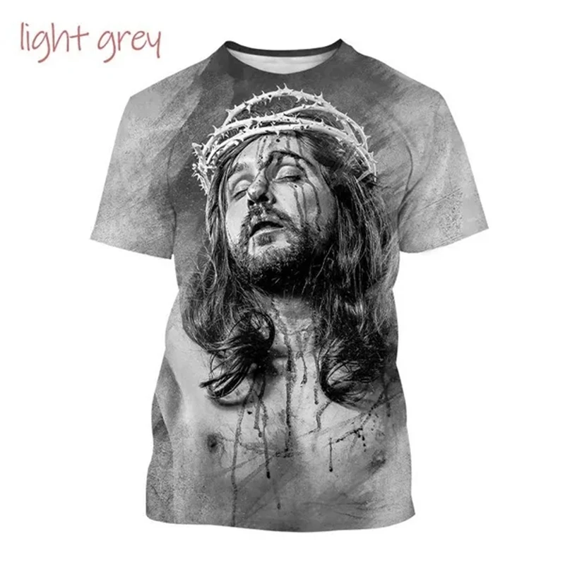 جديد كريستيان كروس موضة ثلاثية الأبعاد تي شيرت حول يسوع المسيح يحب الجميع المسيحية النساء الرجال تي شيرت رخيصة تنفس تيز #2