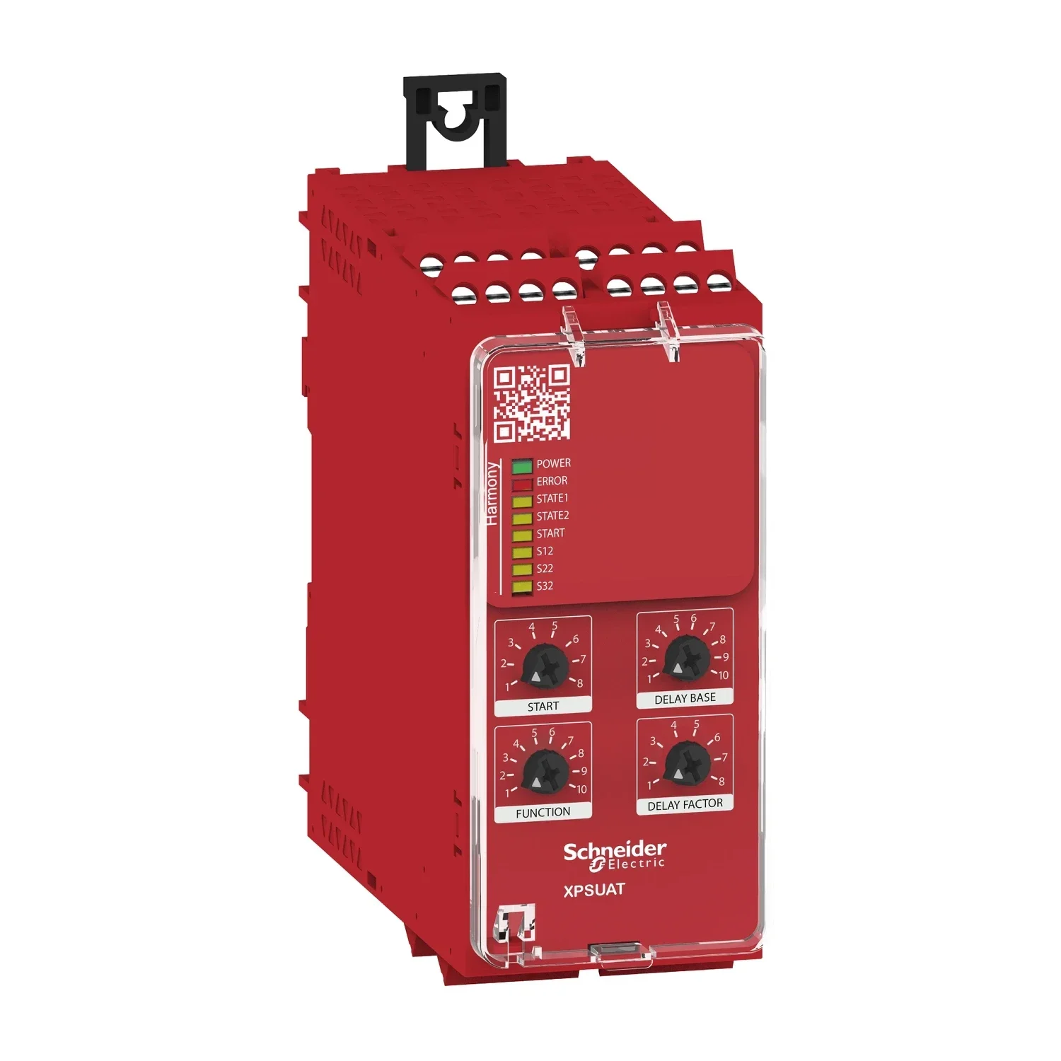 

S-chneider safety module Harmony XPSU Cat4 features XPSUAK with delayed outputs 24V AC or DC screw XPSUAT13A3AP