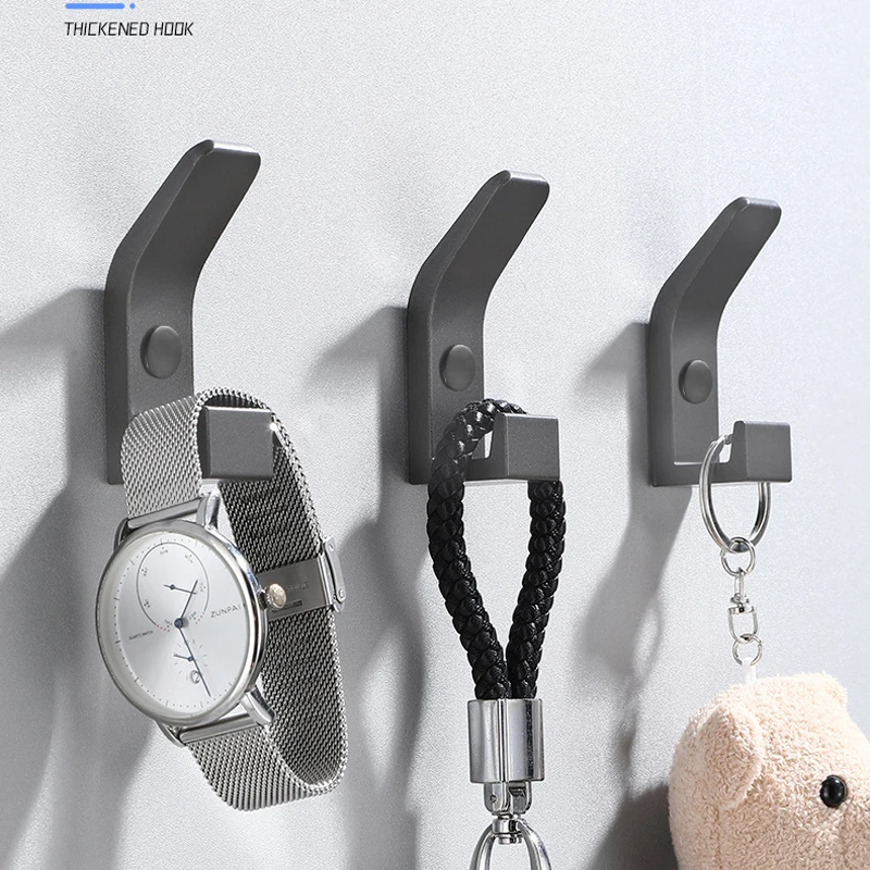 Space Aluminum Bathroom Robe Coat Towel Hook Wall Clothes Keys Bag Hats Hanger Hook Multifunction Hook with Screw Accessories