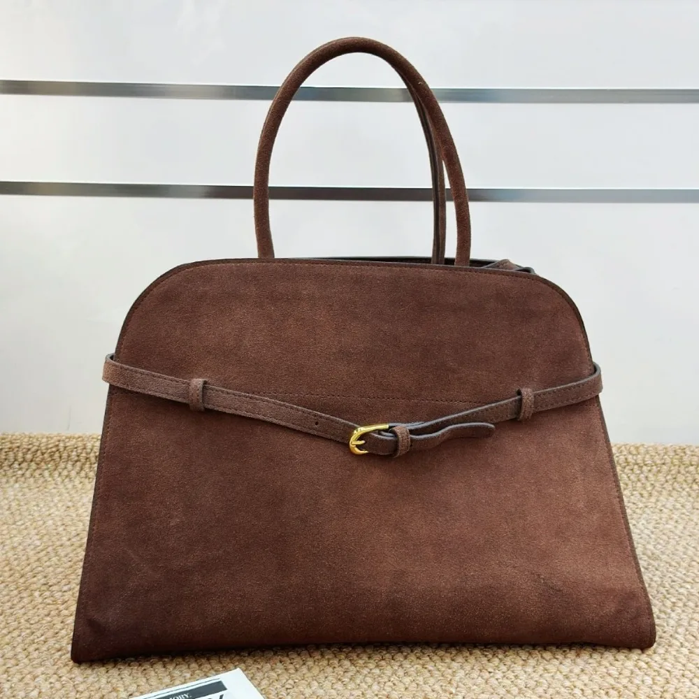 

Легкая роскошная высококачественная минималистичная французская нишевая кожаная замшевая портативная сумка-тоут High Sense большой вместительный портфель для поездок на работу