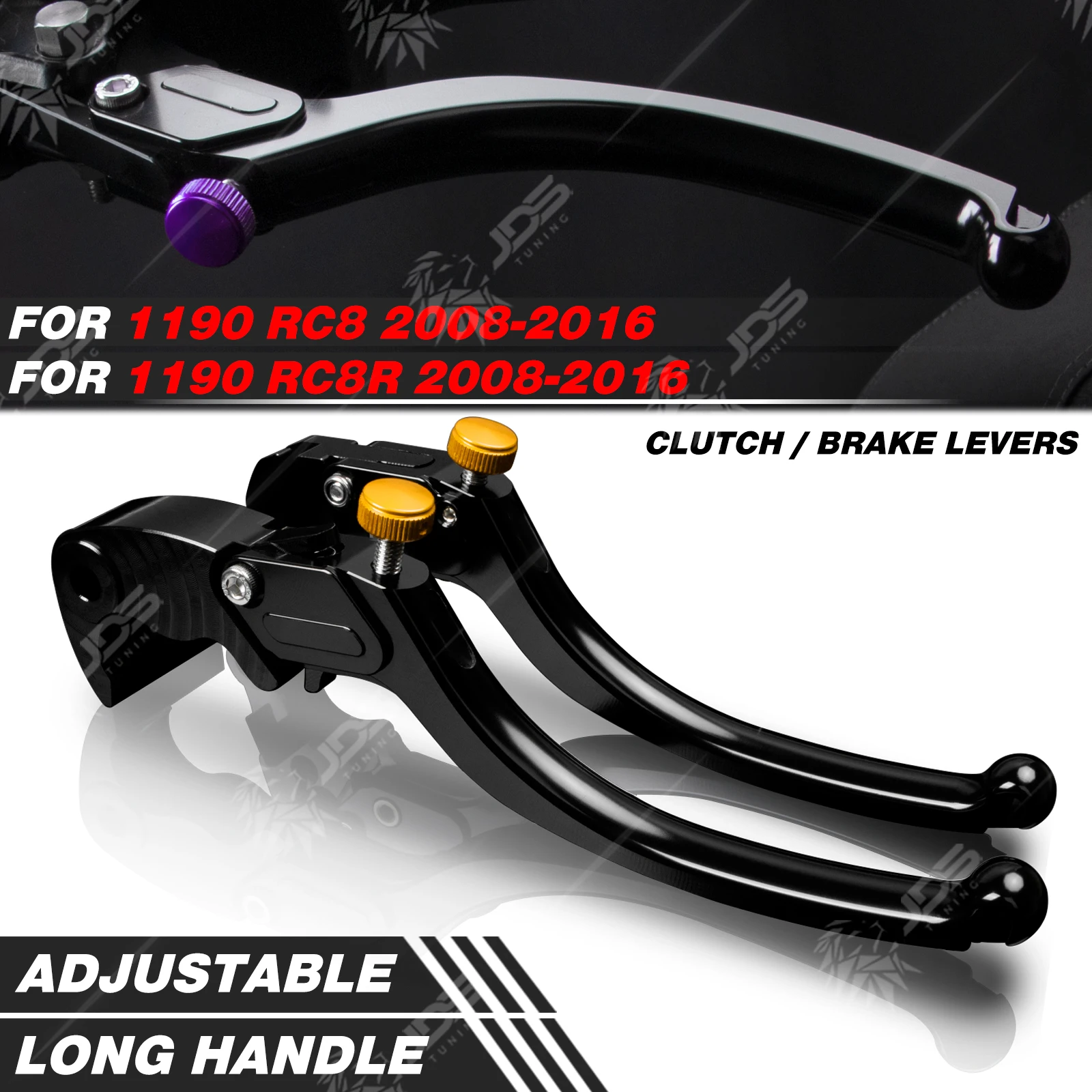 

JDSTUNING For KTM 1190 RC8/1190 RC8R 2008-2016 Stepless Clutch Lever Brake Lever Set Long Handle Levers Accessories Parts