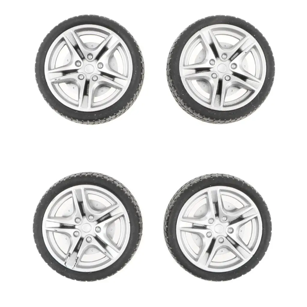 3-6pack 4pcs 1: 10 Drift Car Racing Car 5 Spoke Black Wheel Rims & Rubber Tires