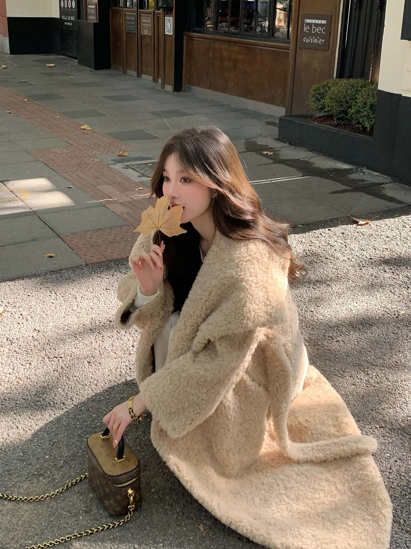 

Женское пальто из овчины GG Godd Sle, средней длины, с мехом ягненка, повседневное, свободного кроя, с длинными рукавами, на шерстяной подкладке