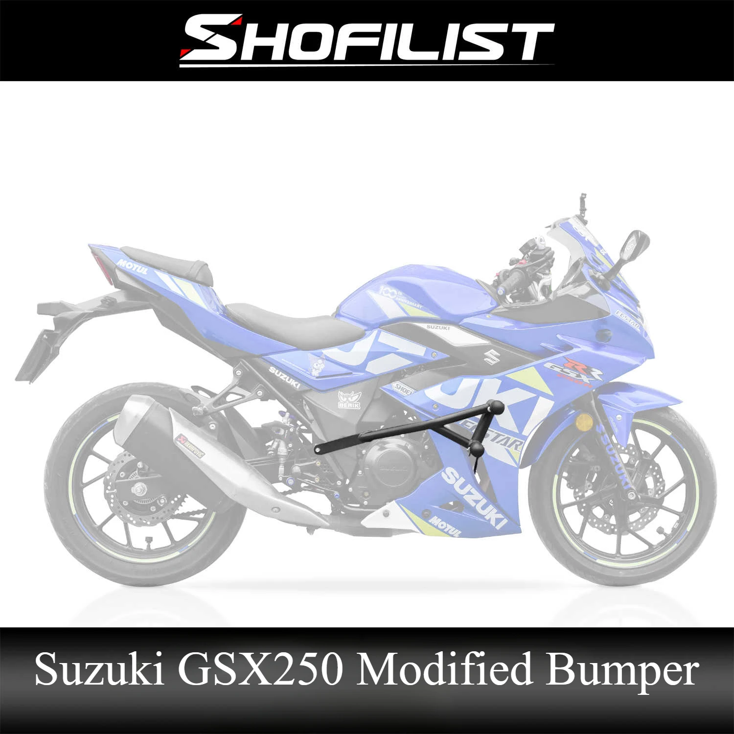 

Для Suzuki GSX250 модифицированный бампер, бампер из высокоуглеродистой стали, конкурентоспособная пружинная подвеска, защитная рамка бампера от падения