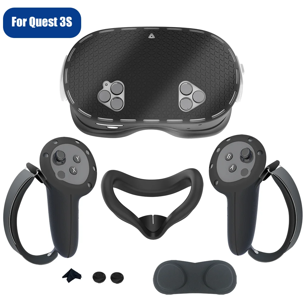 

For Quest 3S Silicone Protection Kit Durable Anti-Scratch Front Cover Comfortable Controller Grips Lens cover for Meta Quest 3S