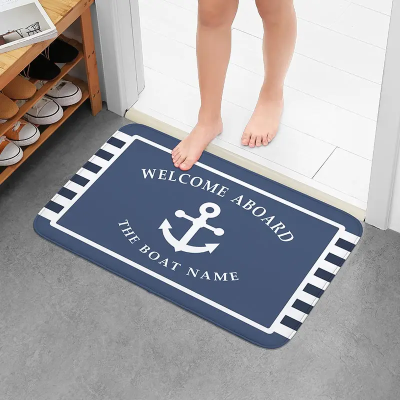 Vintage Nautical Compass Captain Anchor Boat Floor Mat Bath Mat Nordic Style Home Doormat Bathroom-Toilet Mats Welcome Doormat