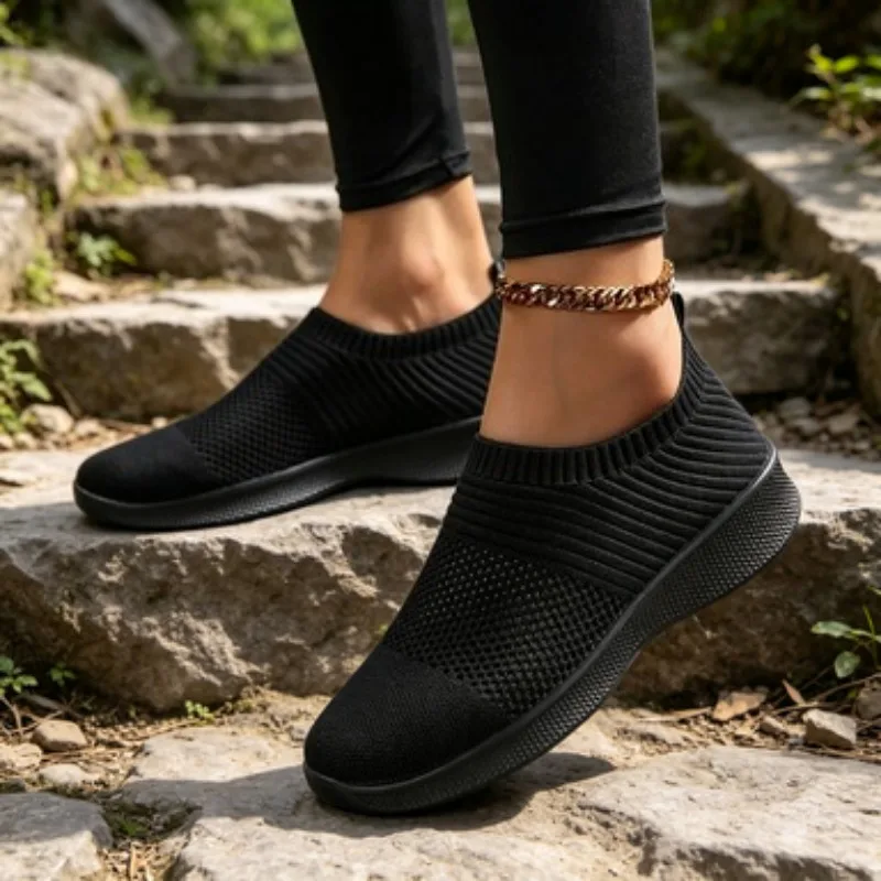 

Women's Shoes Lightweight Breathable Mesh Slip-On Sneakers Black White Sport Running for Casual Party Fashion Ladies Shoes