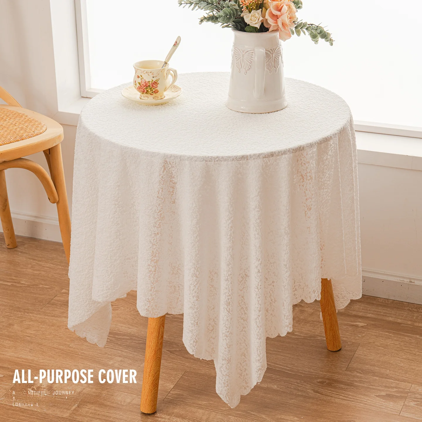 

American Country Lace Dustproof Tablecloth Tea Table Shoe Cabinet TV Cabinet Rectangular Polyester Fabric Plant Pattern Daily...
