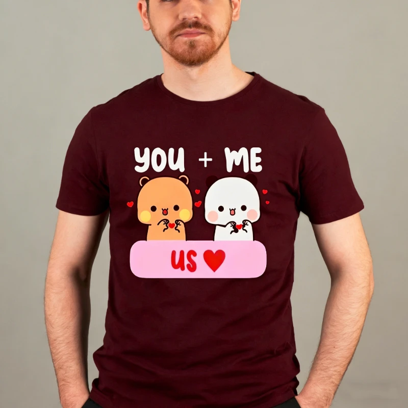 Kawaii DUDU BUBU الحب الأزواج أنت وأنا إلى الأبد لطيف الكرتون الدببة زوجين مطابقة المحملة موضة عادية تي شيرت مطبوع بلايز