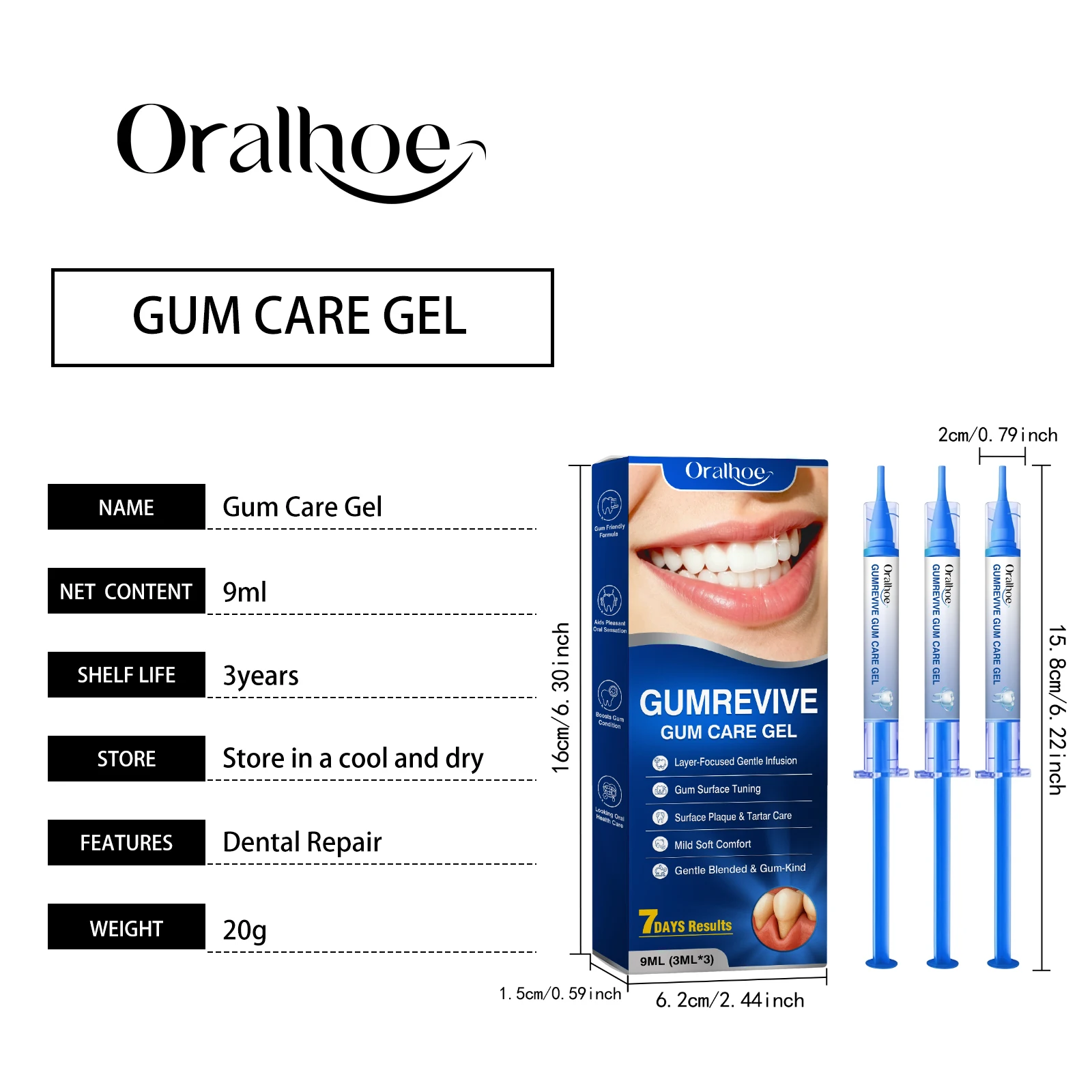 Oralhoe Zahnfleischpflege-Gel stärkt das Zahnfleisch, beruhigende Formel, sanfte Textur, stellt den Komfort wieder her, tragbares Design, tägliche Mundhygiene. – Detail 1