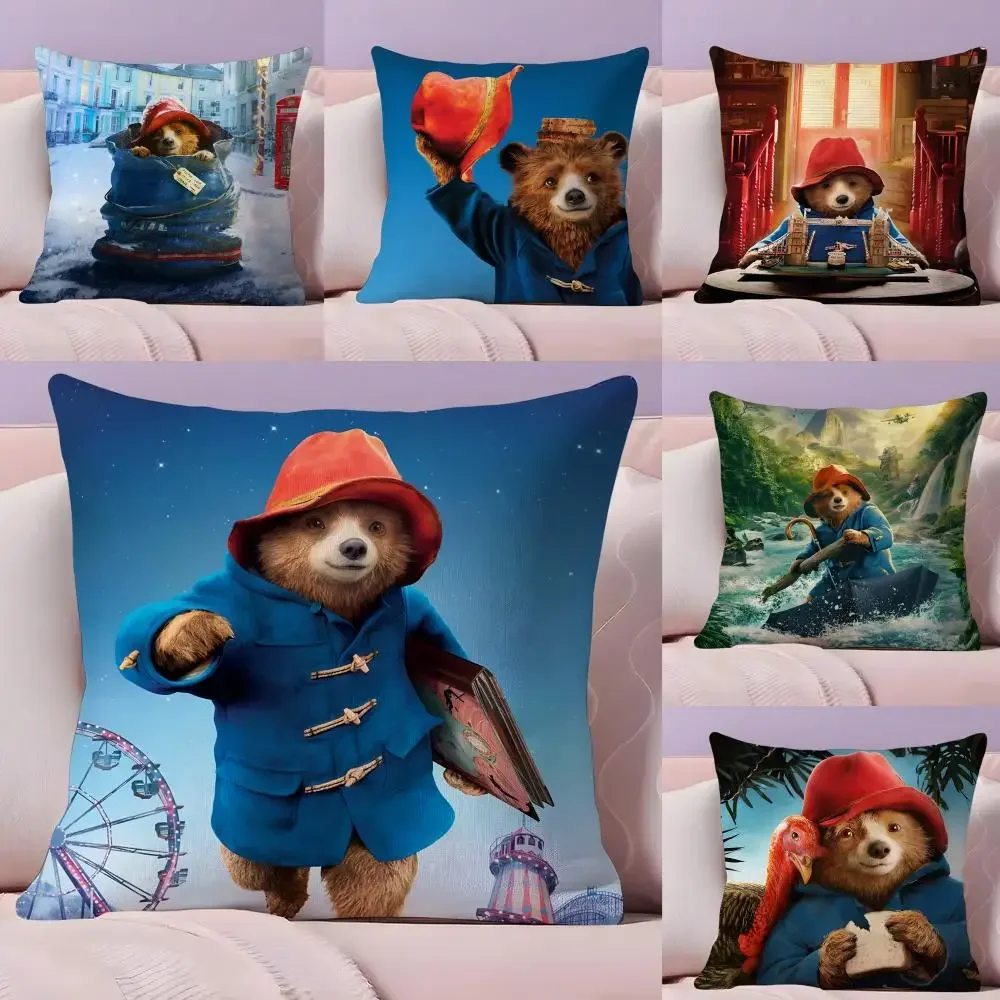 

Милый наволочка с медведем P-Paddington, плюшевая ткань, мягкий двусторонний диван с принтом, теплый зимний домашний подарок, чехол для подушки