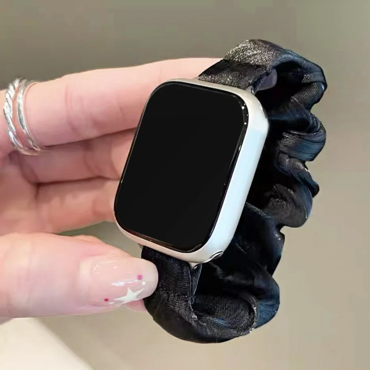 Scrunchie Watch Band Elastic Band Compatible with Apple Watch 38 40 41mm  Shine Silk Soft Elastic Elastic Wrist Band for iWatch
