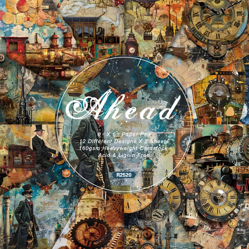 

Panalisacraft 24 sheets 6"X6" Vintage Punk Style Scrapbook paper Scrapbooking patterned paper pack DIY craft Background paper