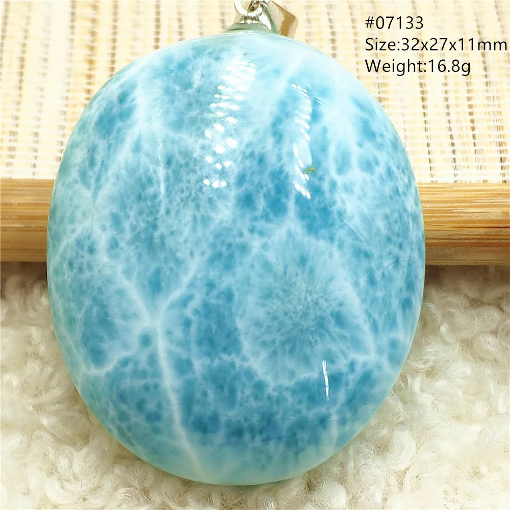 

Natural Blue Larimar Pendant Water Pattern Larimar Jewelry Oval Rectangle Necklace Women Men Gemstone AAAAAA