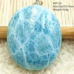 Natural Blue Larimar Pendant Water Pattern Larimar Jewelry Oval Rectangle Necklace Women Men Gemstone AAAAAA