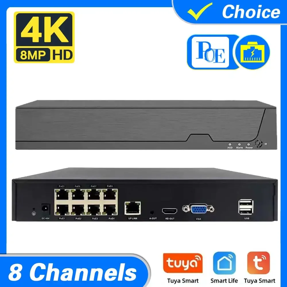 

SMART LIFE 4K 8CH PoE NVR 8MP CCTV Security System Face Detection H.265+ Network Surveillance Audio Video Recorder NVR Tuya app