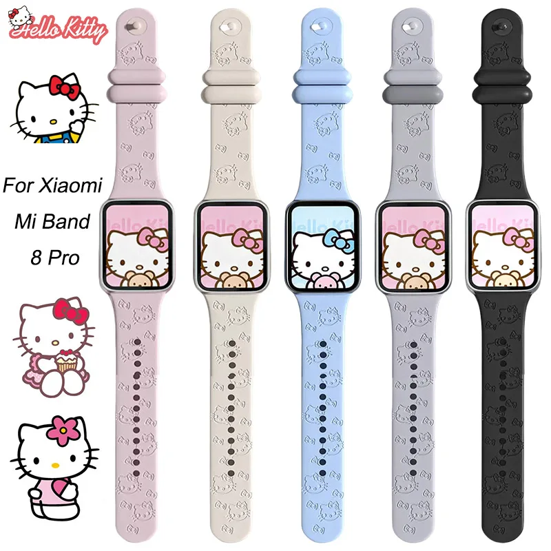 Ремешок Sanrio Hello Kitty для Xiaomi Watch 8pro, силиконовый регулируемый милый браслет для наручных часов Mi Band 8Pro, Аксессуары для браслета