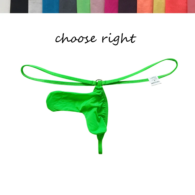 Elephant Nose Men's Sexy Underwear Low Waist Ice Silk Men's Thong Solid Color Thin Band Stretch T Pants Single Underwear