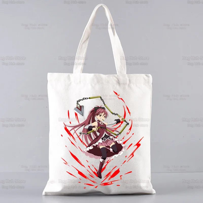 Madoka Magica Puella Magi Mahou Shoujo Kyubey Homura Hakemi Kaname Mami Tote Bag Unisex Canvas Bags Shopping Bags Shoulder Bag