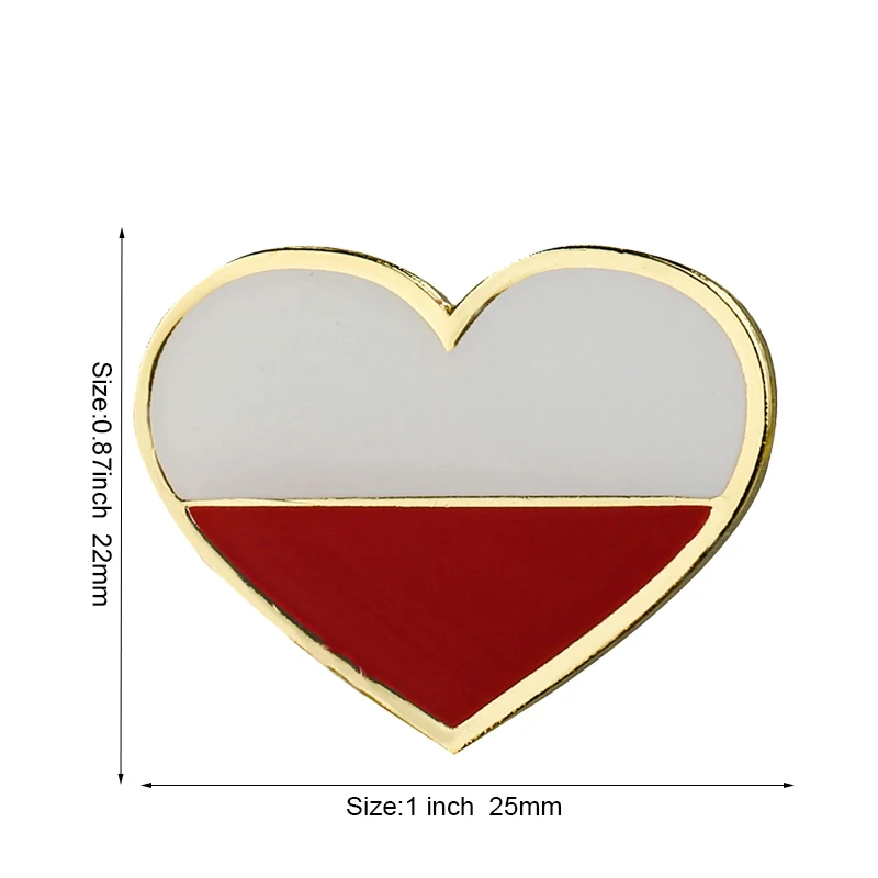 1-3-5-10-50-100pcs Poland Heart Shape Badge Brooch Natinal Lapel Pins Flag Lapel Pins Country Flag Badge