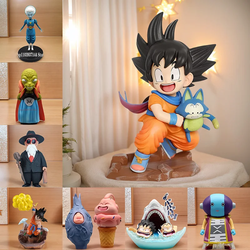 

Anime Dragon Ball Z Cloud Goku Kids Figures Krillin Shark Egg Buu Gotenks Trunks Action Figures Babidi Q version PVC Model Toys