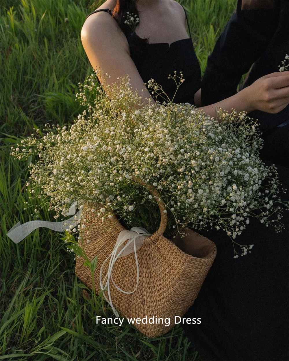 Vestido de novia de línea A negro Simple de lujo, sesión de fotos de Corea, correas de espagueti, tafetán, longitud de té, hecho A medida