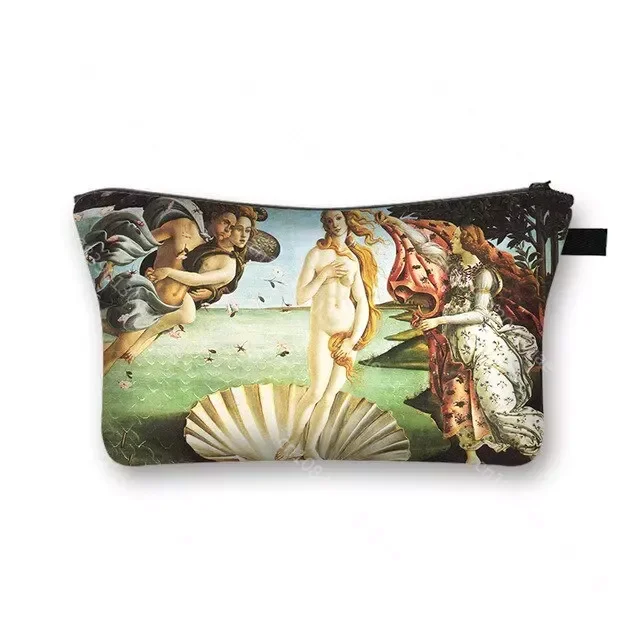 Vintage Religião Cosmetic Bag para Mulheres, Maquiagem de lona Bag para Viagem, Sacos Organizadores Portáteis para Senhoras, Pintura a óleo