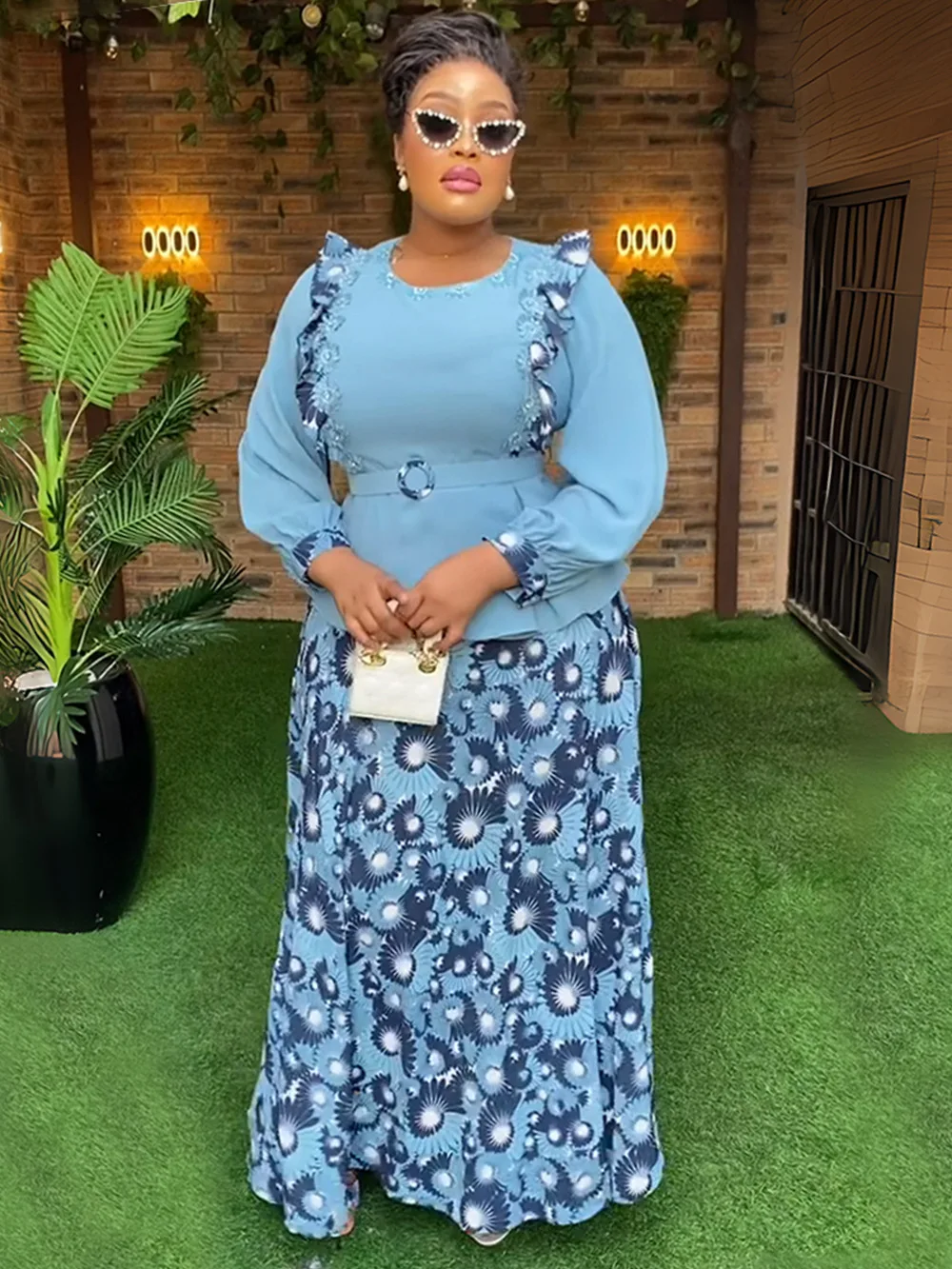 

2 Pieces Set Africa Clothes Dashiki African Skirts And Top for Women Ankara Wedding Gown Outfits 2025 Plus Size Lady Party Dress