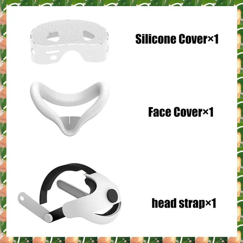 

JAJA 3-In-1 VR Head Strap Set For Meta Quest 3S Protective Case Set,Face Cover,Head Strap Silicone VR Accessories