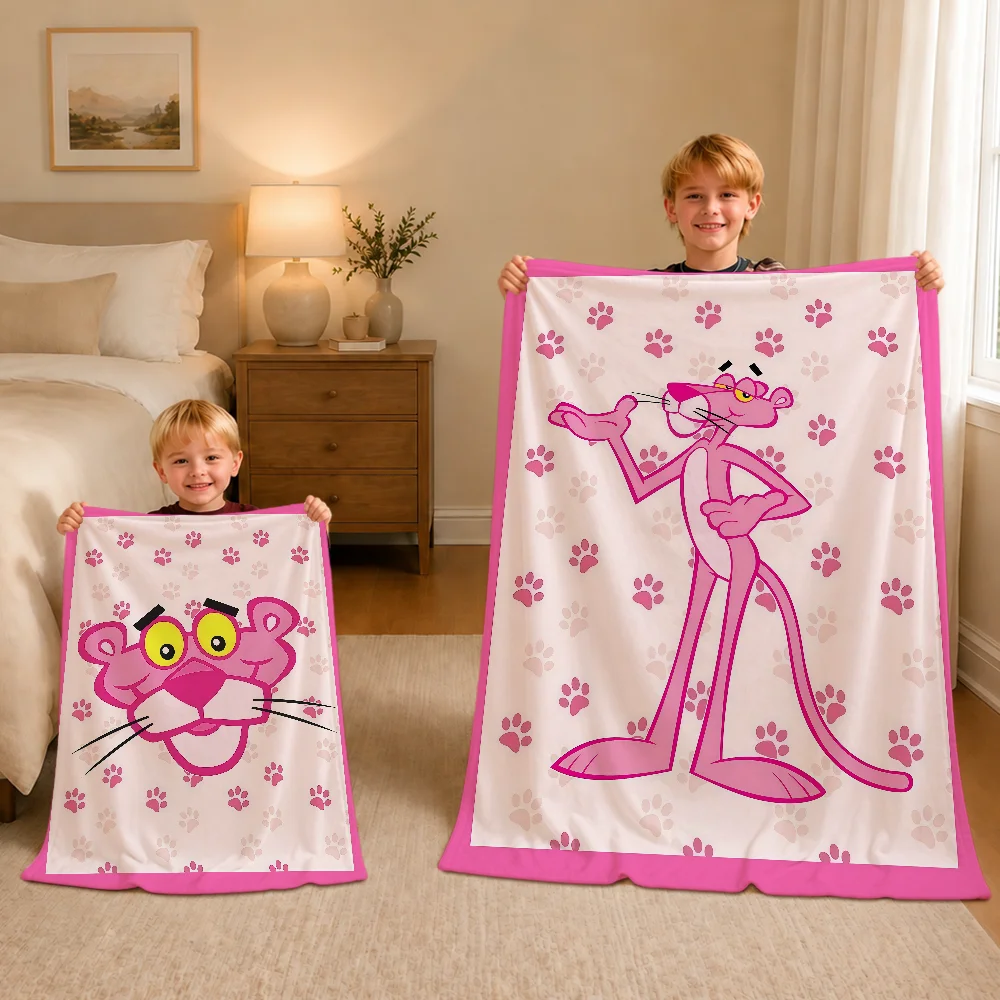 Fun Cartoon Anime Dots Warm Soft Plush Blanket For Sofa Living Room P-Pink Nap Home Bedroom Gift Flannel Pet P-PantherS-S Hogar