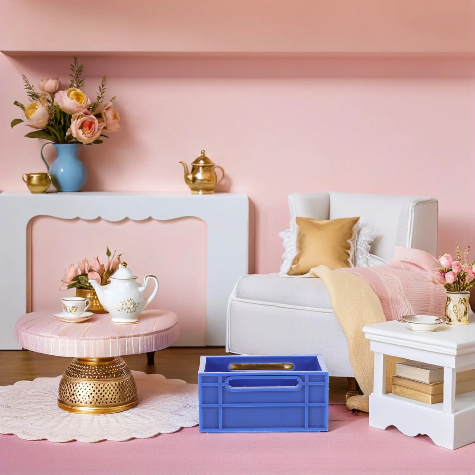 

30Pcs Miniature Plastic Crates 3x3x2cm Mini Storage Containers for Pretend Play Small House Accessories Craft Scenery Decoration