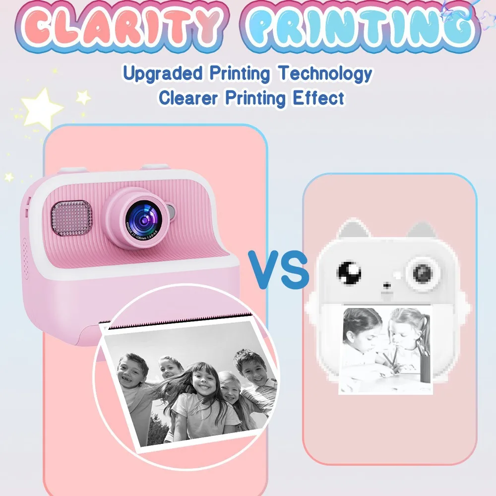 Kreative Kinder Instant Print Kamera 2,4 Bildschirm Digitale Foto Kamera Spielzeug HD 1080P Video Foto Druck Dual Kamera Mädchen geschenke