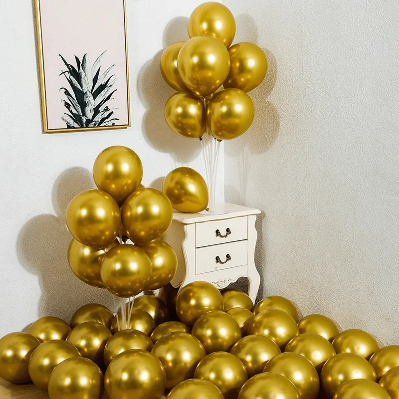 100/200PCS PACK 5-inch Gold Metal Balloon Birthday Wedding Party Decoration Balloon Baby Shower Supplies