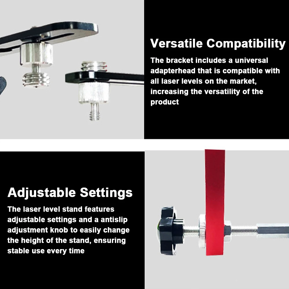 Stable Mounting Aluminum Alloy Construction Adjustable Laser Level Bracket with Universal Adapter Accessory 4 Optional