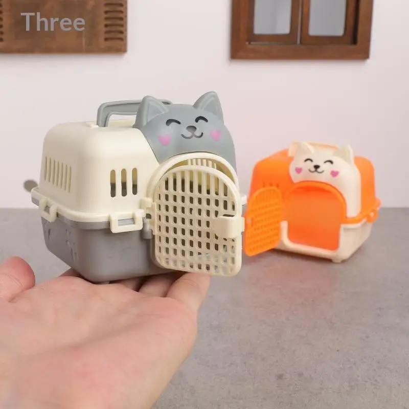 1/6Pcs Realistic Mini Cat Cage With Door Dollhouse Pet House For Doll Accessories Mini Pet Habitat Scene Display Props